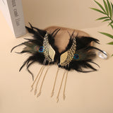 Pair of Peacock Hair Wings Hairpin Clips