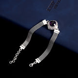 The Gate Keeper's S925 Sterling Silver Bracelet Amethyst Smoky Quartz Flat Woven-chain Jewellery