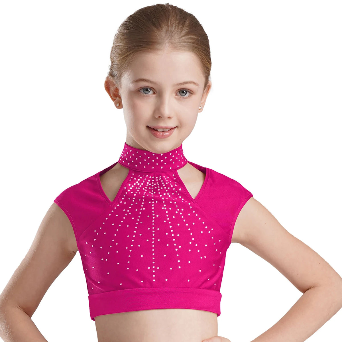 Girls Dance Crop Tops Figure Skating Modern Dance Gymnastics Stage Performance