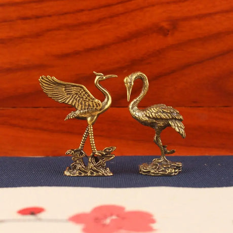 Flamingo and Crane Tea Pets Brass Figurines Miniatures