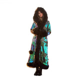The Reveller's Sequinned Faux Fur Long Hooded Coat