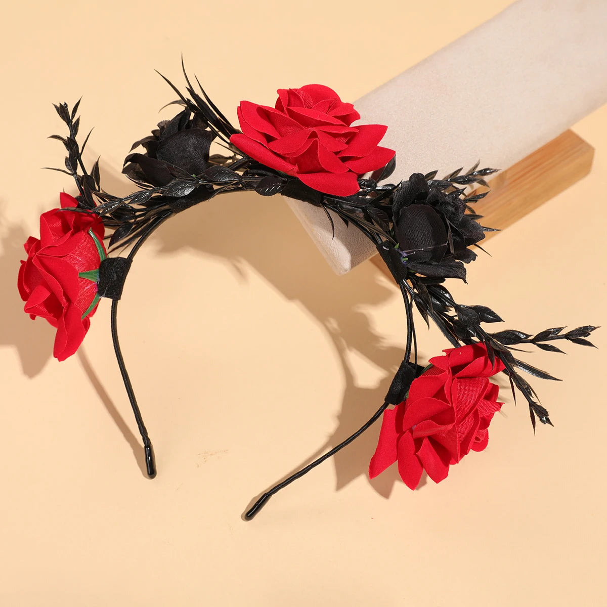Red and Black Rose Headband Festival Performance Headband