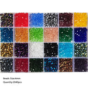 24 Colour Bicone Crystal Glass Beads Set with Storage Case Sparkling Faceted Beads for Jewellery Making DIY Craft