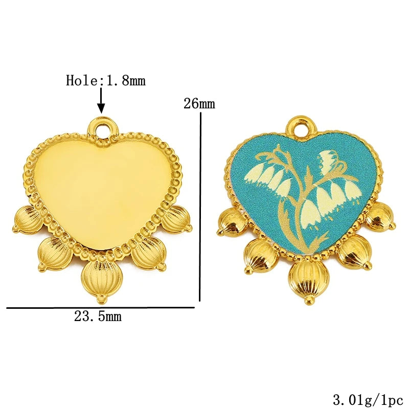 Three Enamel Little Bear Love Charms Stainless Steel Pendants for DIY Bracelets Jewellery Earrings Making