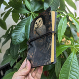 Barn Owl Embossed PU Leather Notebook Travel Journal With Feather Pendant Tie Rope