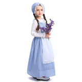 Little House Prairie Pioneer Girl Costume Olden Day Dress Purim Halloween Cosplay