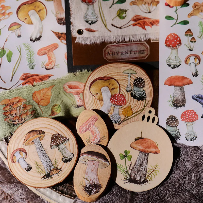 2 Sheet Vintage Mushroom RUB ON Transfer Stickers Junk Journal DIY Album Scrapbooking Craft Stickers