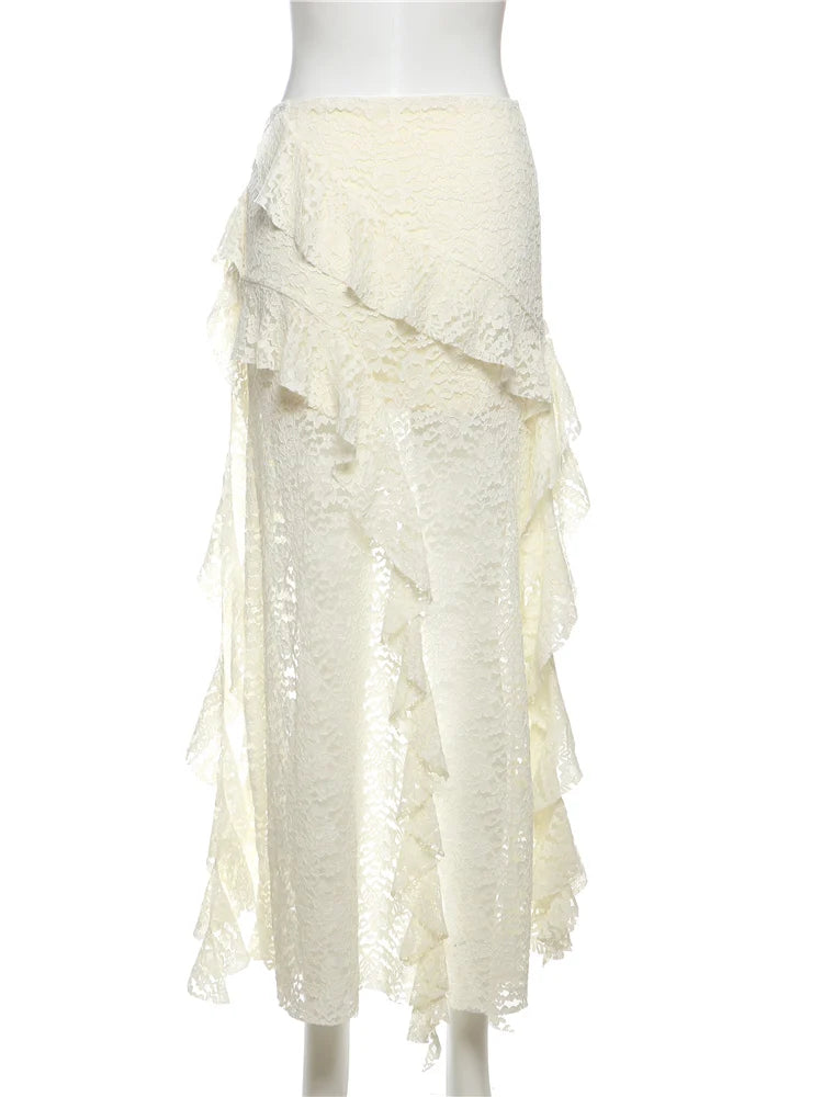 Lace Skirts Irregular Hem Multi-Layered Ruffles