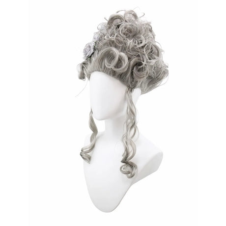 Pink Fluffy High-Top Cosplay Wig Queen's Hairstyle with Feather Flowers