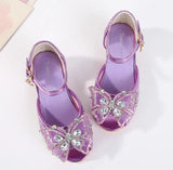 Party Shoes for Girls Glittery Butterfly Mary Jane Sandals Purple Gold Pink Blue