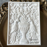 Bird Garden Relief Silicone Epoxy Resin Plaster Mould Ceramic Tile Fondant Cake Decorating Tools DIY