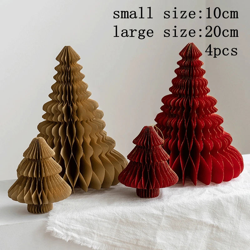 Christmas Paper Honeycomb Decorations Ball Folding Christmas Tree Table 3D Ornaments