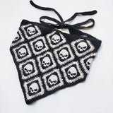 Skulls Bats Spiderwebs Halloween Crochet Headscarves Knitted Cotton Triangle Scarf