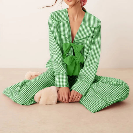 Christmas Pyjamas Big Red Bow 2 Piece PJs Set Sleepwear
