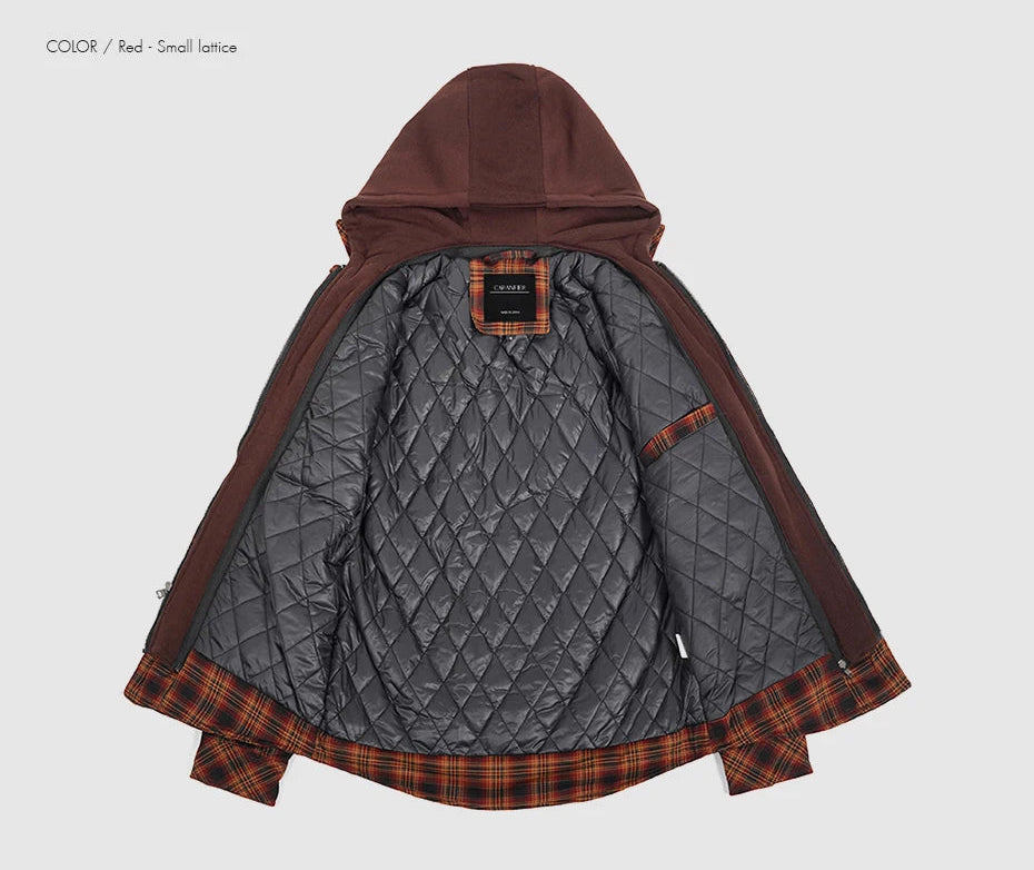 Woodsman Cotton Plaid Hooded Jacket Thick Warm Winter Plaid Shirts