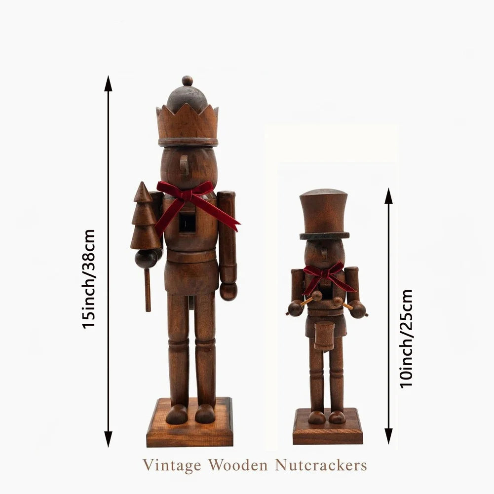 Wooden Nutcracker Christmas Decor With Red Bow Xmas Decor