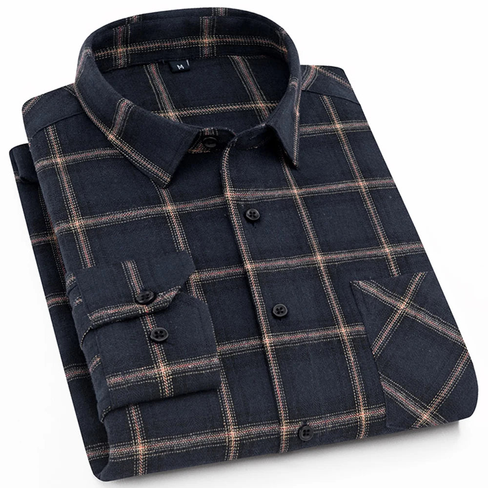 Woodsman Slim-fit Brushed Flannel Plaid Shirts 13 Colours