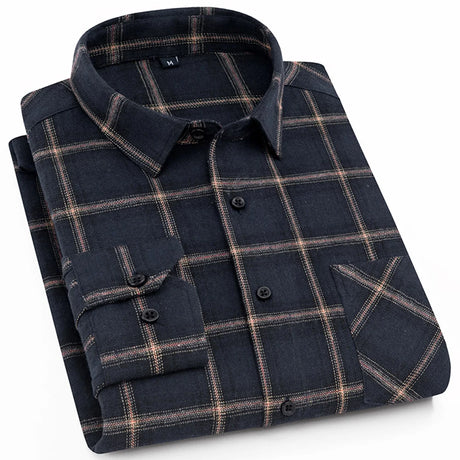 Woodsman Slim-fit Brushed Flannel Plaid Shirts 13 Colours