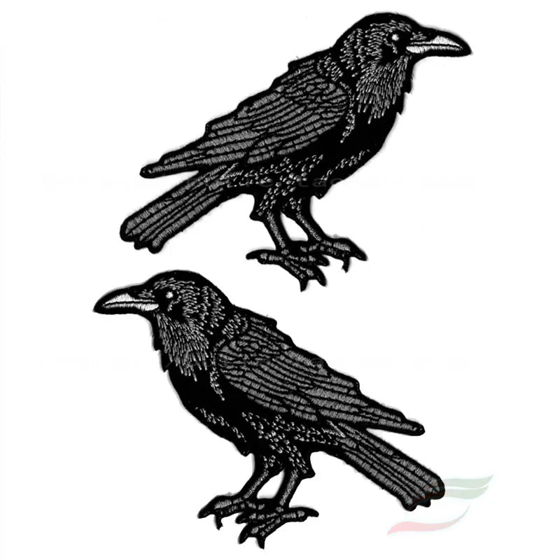 Crow Raven Black Birds Iron On Embroidered Patch DIY Craft