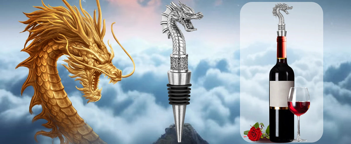2-in-1 Dragon Head Wine Stopper and Bottle Opener Home Bar Bottle Saver Gift Idea