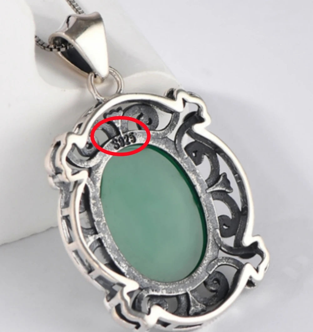 Kindred Spirit S925 Sterling Silver Pendants Blue Agate Portrait Jewelry