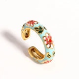 Vintage Boho Colourful Enamel Flower Rings