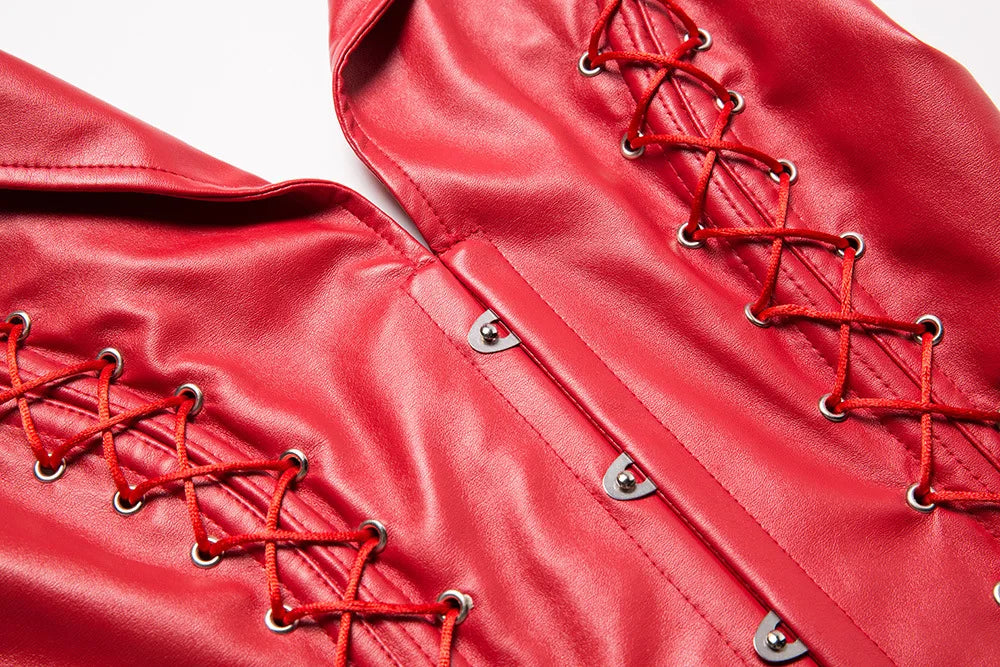 Vampira Draven's Lace-Up Steel Boned PU Corset