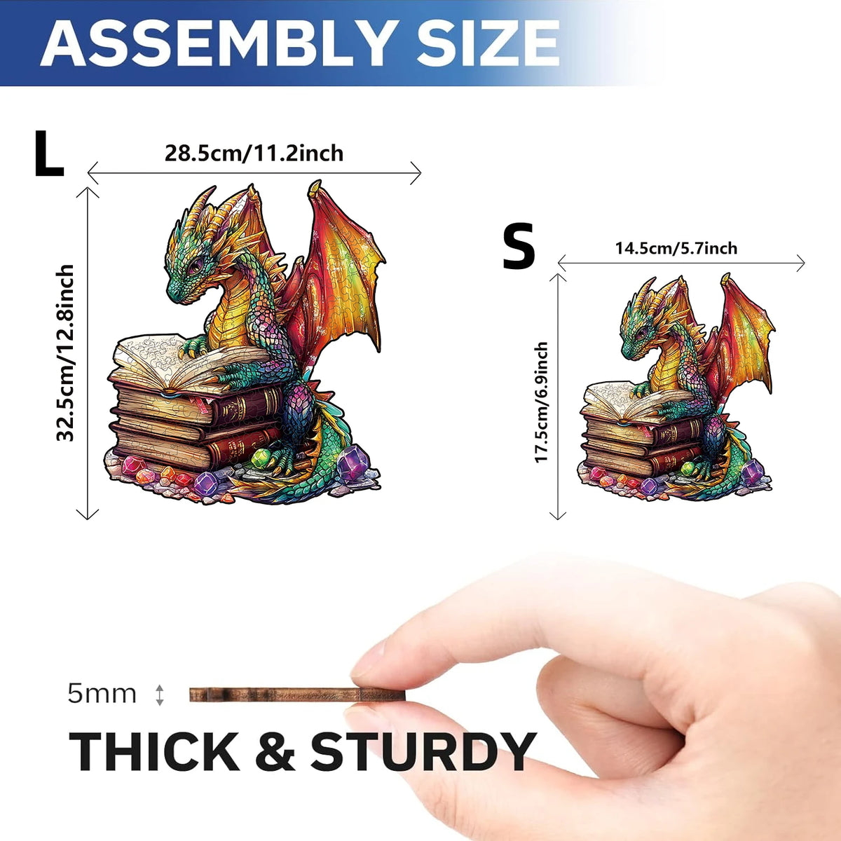 Magic Book Dragon Unique Shape Wooden Jigsaw Puzzles