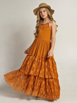 Girls Maxi Lace Chiffon Photoshoot Dresses For 3-15 Years