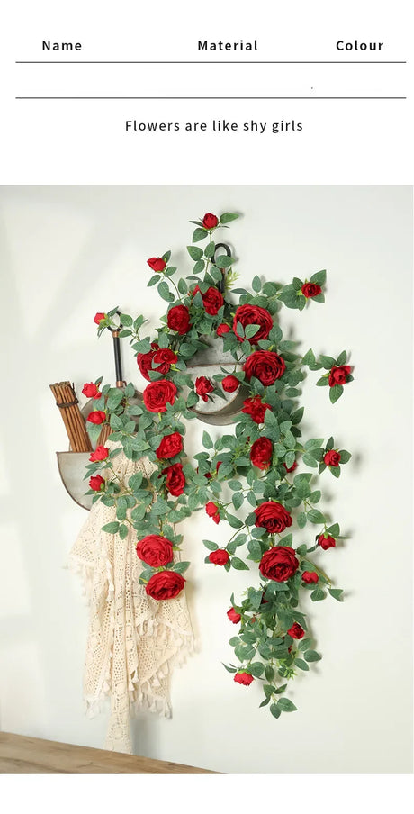 Artificial Sweetheart Roses Silk Fake Flowers Vines Party Decoration