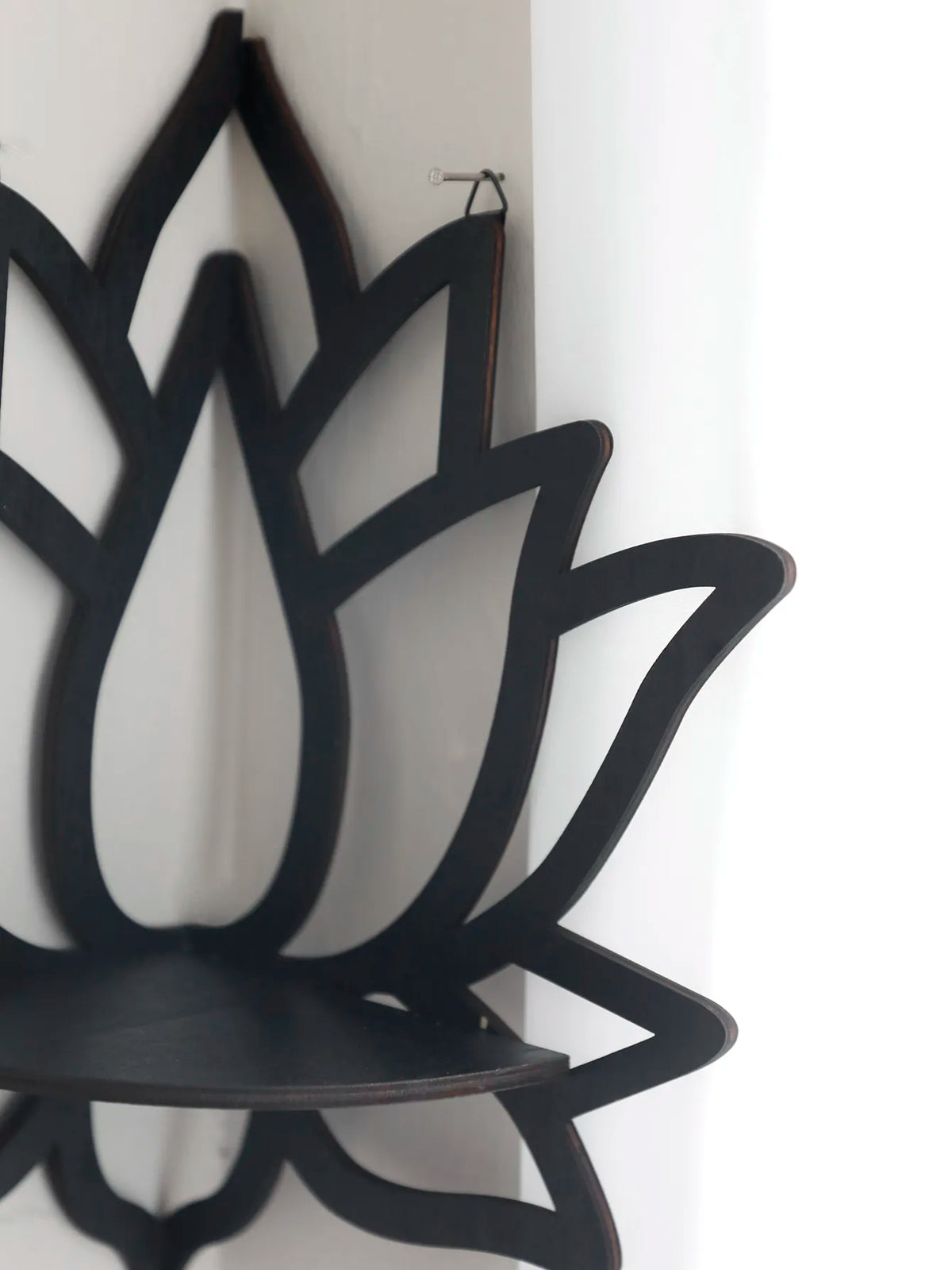 Lotus Crystal Corner Shelf Wooden Crystal Display Shelf