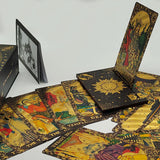 Gold Foil Divination Tarot Cards Set With Wooden Card Stand Box Gift Set