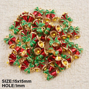 5pcs Christmas Charm Enamel Apple Socks Bell DIY Pendant Charms For Jewelry Making Keychain Earrings Bulk Handmade Material Gift