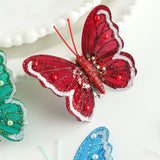 Glitter Christmas Butterflies Ornaments Sparkling Christmas Tree Decorations with Clips