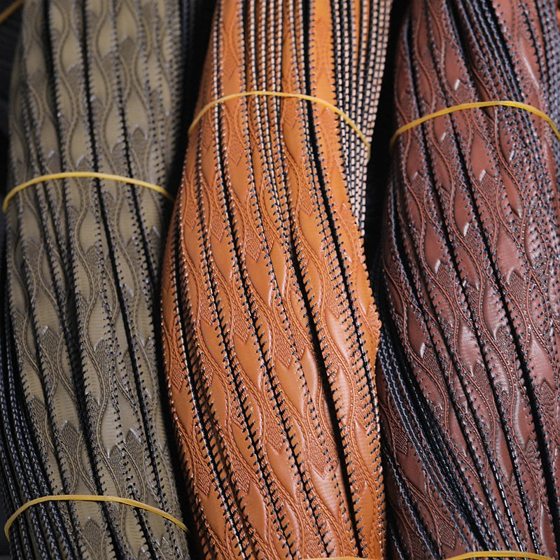 1/2/5/10M Faux Leather Rope 10mm wide Leaf Embossed Flat Ribbon DIY Craft