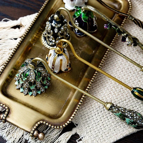 Candle Snuffers Enamel Diamonte Encrusted Long Handle Candle Extinguishers Home Decor