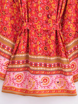 Red Flower Boho Cover Up Kimono