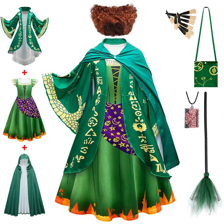 Hocus Pocus 2 Halloween Costume Child Sanderson Sisters Party Dresses Winifred Witch Costumes Children