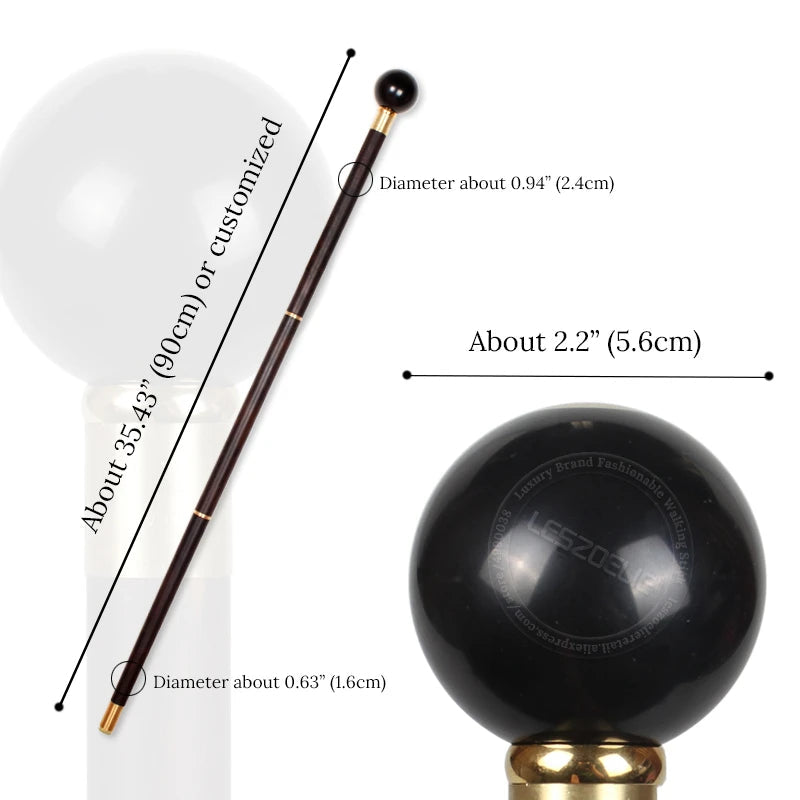 Black Eight Ball Wooden Walking Stick Cane