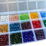 24 Colour Bicone Crystal Glass Beads Set with Storage Case Sparkling Faceted Beads for Jewellery Making DIY Craft