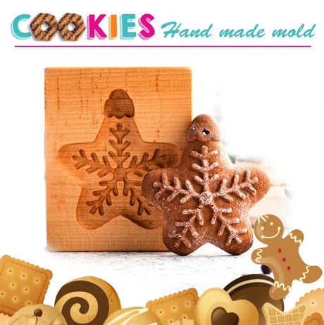 Easter Christmas Wooden Cookie Mould Gingerbread Embossing Stamp Baking Tools
