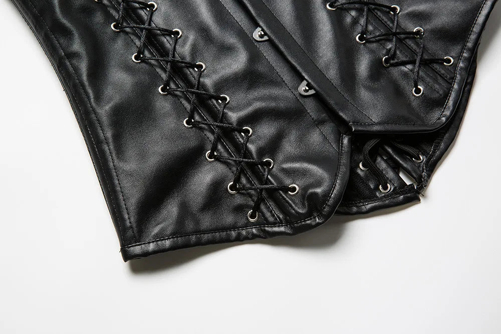Vampira Draven's Lace-Up Steel Boned PU Corset