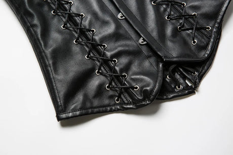 Vampira Draven's Lace-Up Steel Boned PU Corset