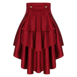 Gothic Steampunk Satiny Pirate Skirt Front Lace-up Tiered Irregular Hem Skirt Waist Belt Medieval Costume