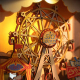 Sunset Carnival Retro TV Music Boxes with Lights 3D Wooden DIY Model Kit Puzzle Toys