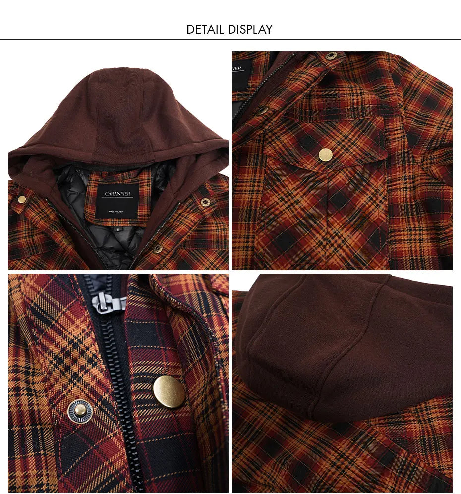 Woodsman Cotton Plaid Hooded Jacket Thick Warm Winter Plaid Shirts