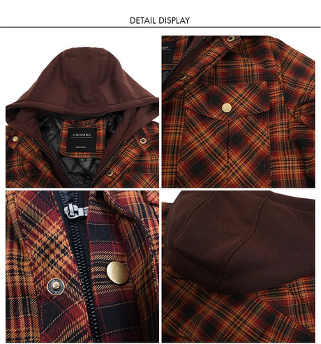Woodsman Cotton Plaid Hooded Jacket Thick Warm Winter Plaid Shirts