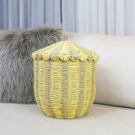 Vintage Circus Floor Storage Wicker Basket Laundry Basket Toy Organiser