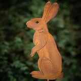 Rustic Metal Rabbit Garden Stake Rusty Bunny Silhouette