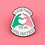 Wicked 'Together We're Unlimited' Enamel Pins Pink & Green Heart Brooches Badge Lapel Pin